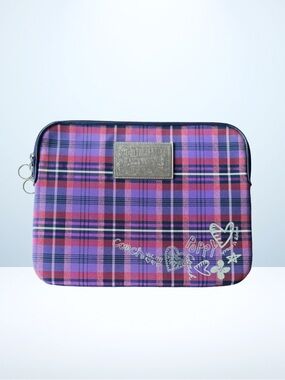 Coach Poppy Tartan Plaid Laptop Sleeve 16” (Purple/Lurex)